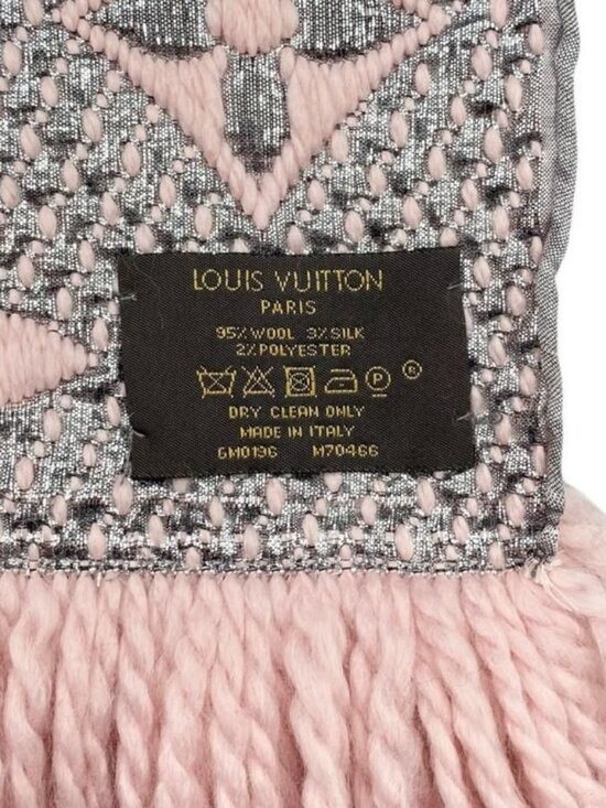 Louis Vuitton Muffler Echarpe Logomania Shine Wool Silk Monogram Rose Scarf - Picture 8 of 9
